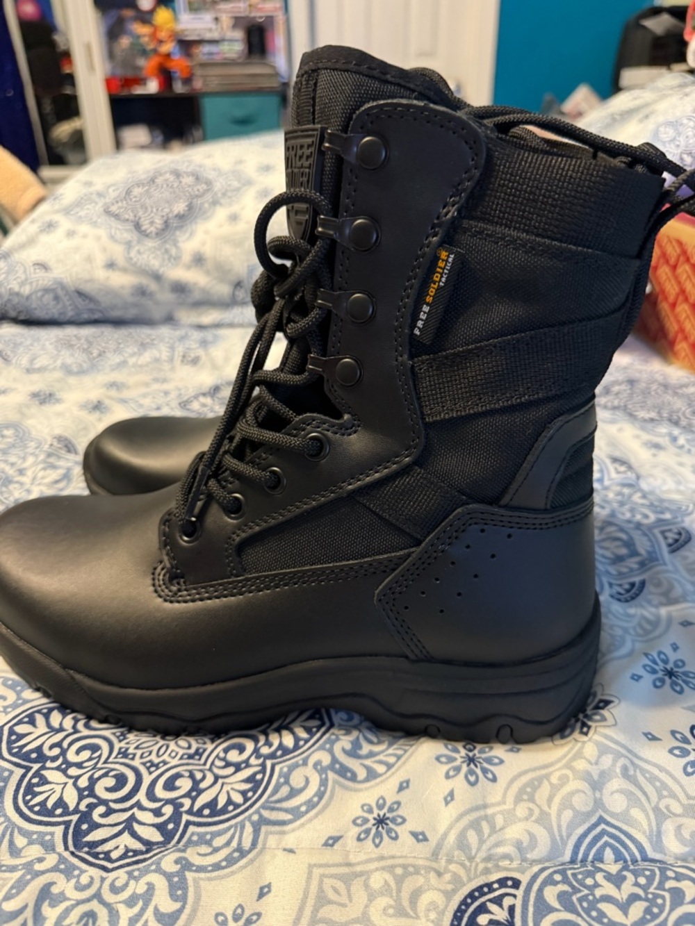 Tactical Black Lace-Up Combat Boots